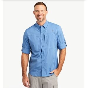 L.L. BEAN‎ Men's Long Sleeve Vented Tropicwear Outdoor Shirt Large Blue Neutral